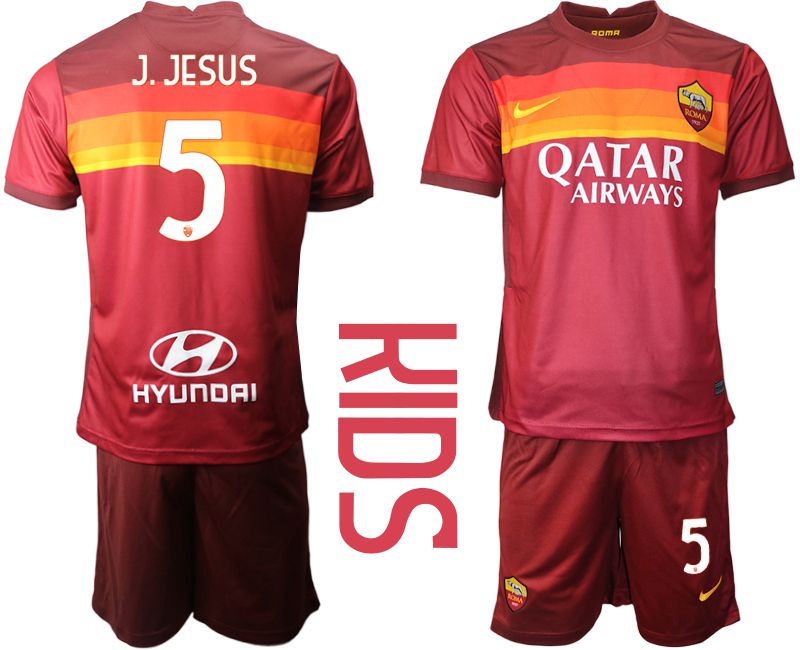 Cheap Youth 2020-2021 club AS Roma home 5 red Soccer Jerseys